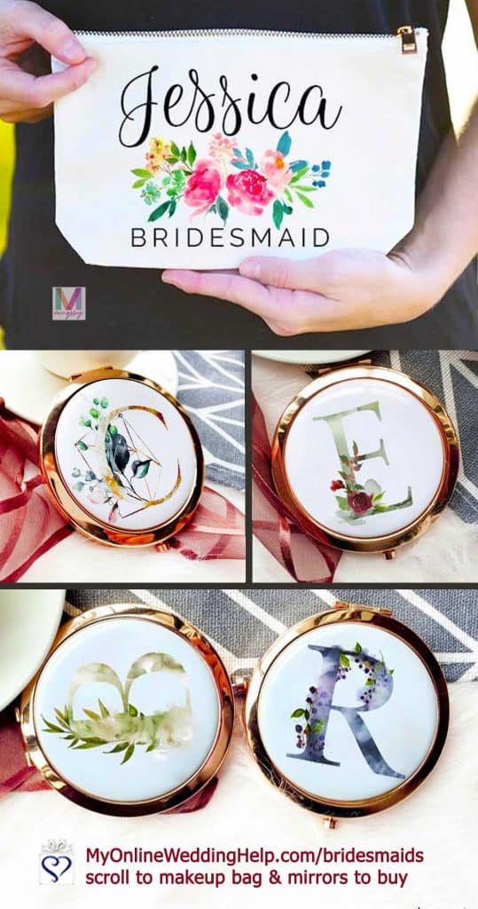 Top Bridesmaid Gift Ideas for 2021 Brides 20 Personalized Bridesmaid Makeup Bags and Mirrors